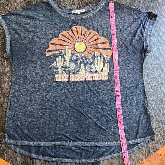 C&C California Take More Detours Graphic Tee Size Medium Blue Burnout - Picture 7 of 7